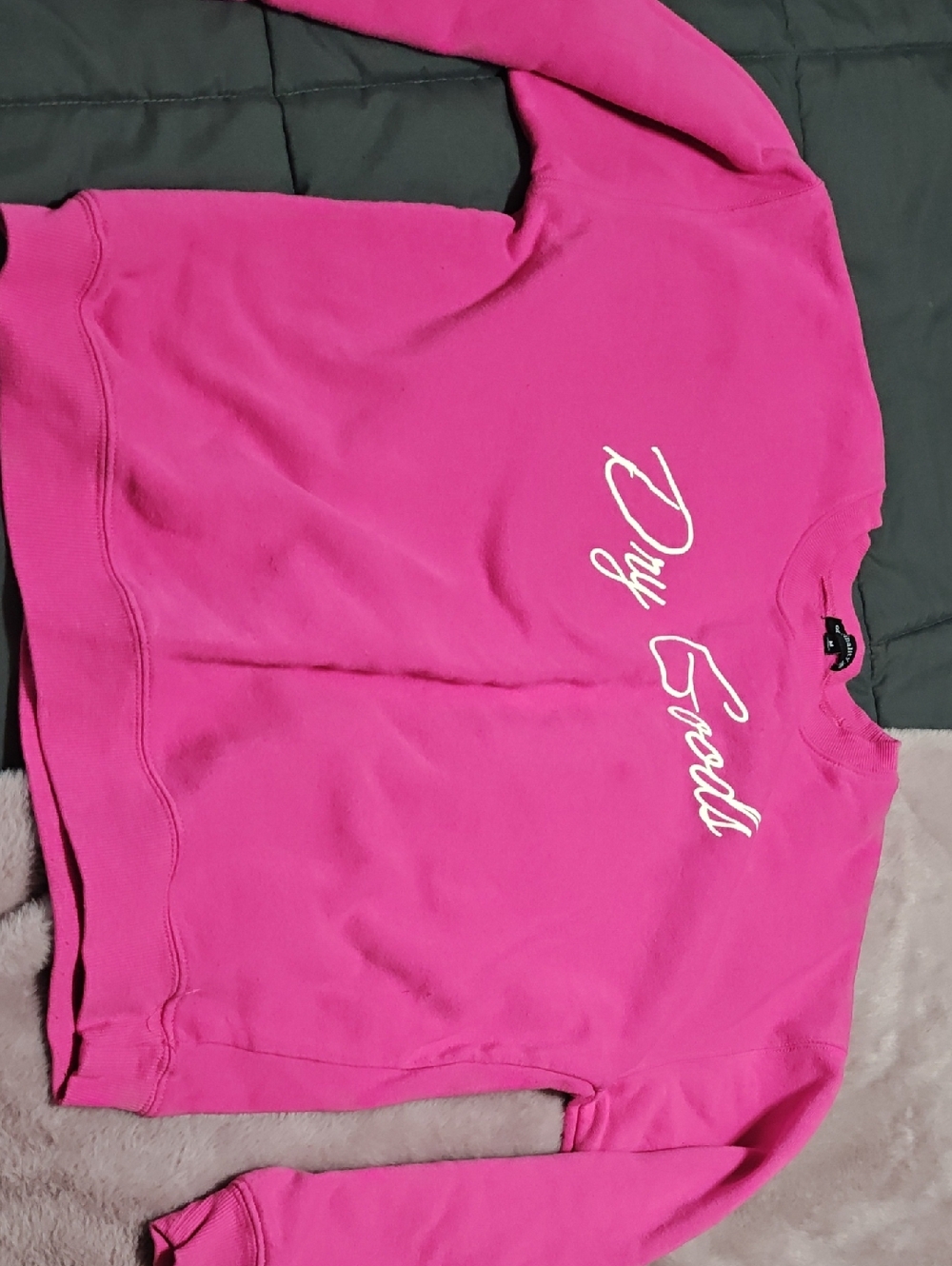Dry Goods Hot Pink Script Logo Crewneck Sweatshirt